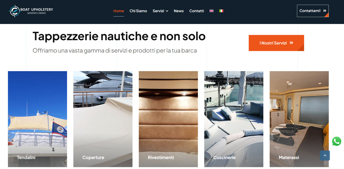 Sito web tappezzeria nautica Imperia