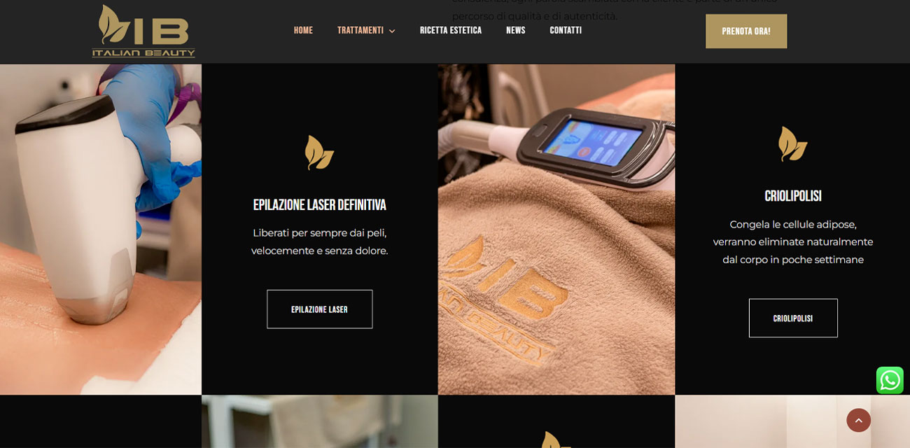 Sito WEB Centro estetico Savona Italian Beauty Laser